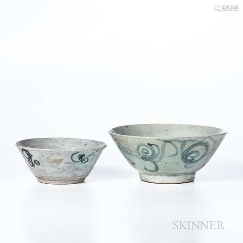 Two Blue and White Swatow Bowls