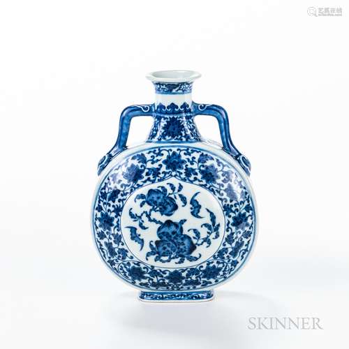 Blue and White Moon Flask Vase