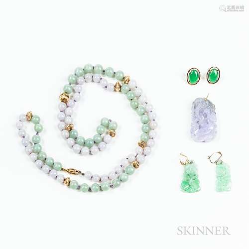 Six Mostly Jadeite Accessories