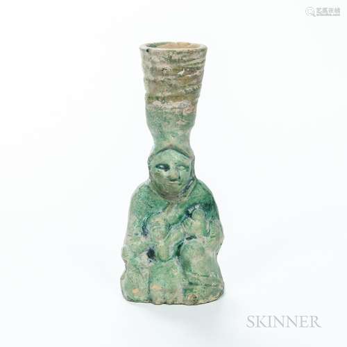 Green-glazed Figural Vessel