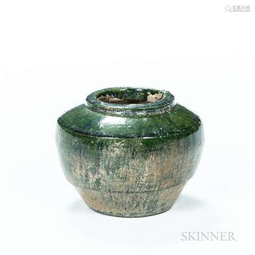 Green-glazed Pottery Jar