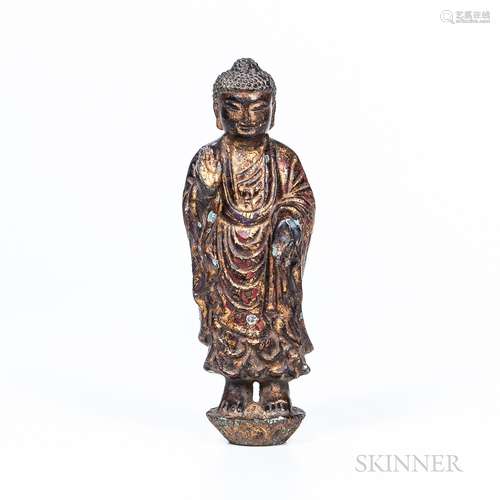 Gilt/Lacquered-bronze Statue of Standing Buddha