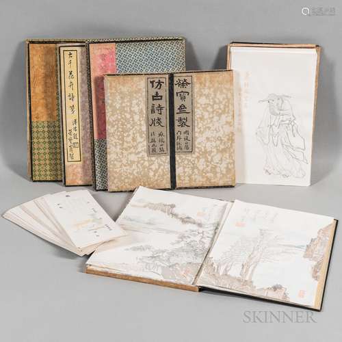 Six Sets of Woodblock Painting Leaves and Envelopes