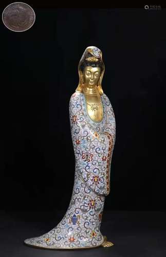 Chinese Cloisonne Enamel Guanyin Figural