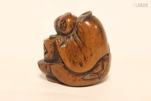 Japanese Wood Carved Figural  Netsuke