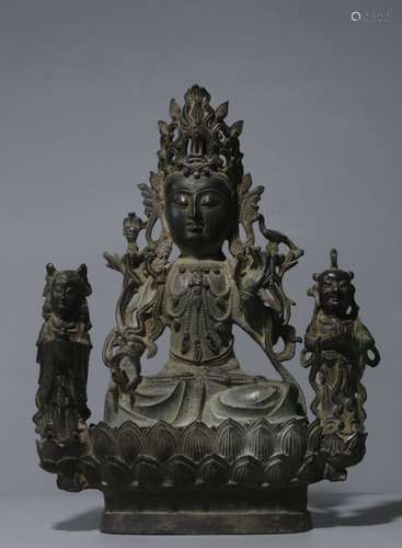 Chinese Bronze Guanyin and Boy