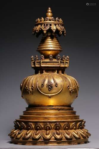 Chinese Gilt Bronze Pagoda