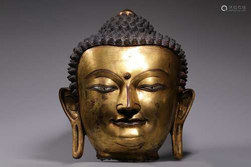 Chinese Gilt Bronze Buddha Head