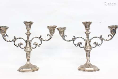 Pair of Weighted Reinforce Silver Candle Holder