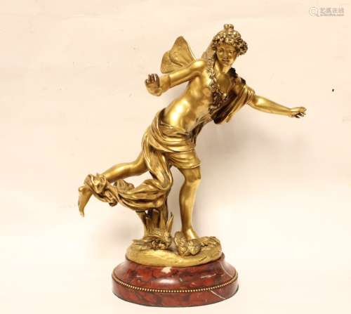 19th.C Bronze Statue on Marble Base