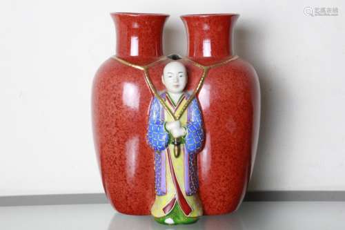 Japanese Porcelain Vase w Figural