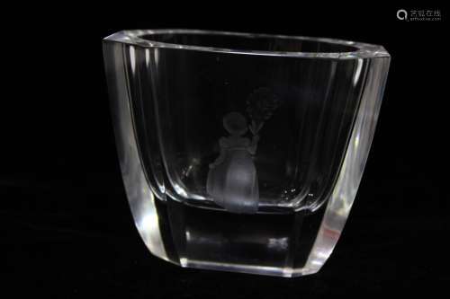 French Glass Cup,Engraved 1970