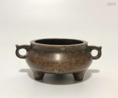 Chinese Tripod Bronze Censer,Mark