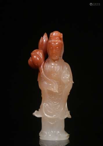 Chinese Soapstone Furong Hand Carved Guanyin