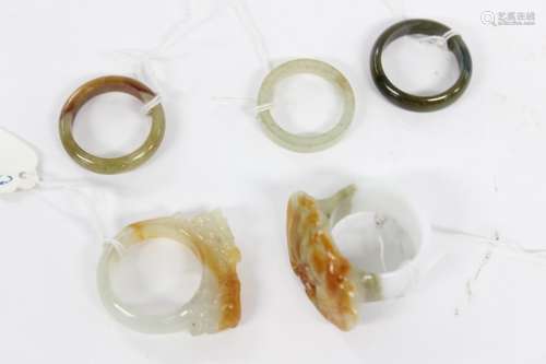 Five Chinese Jadeite Rings