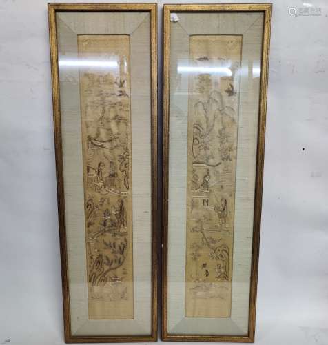 Pair of Chinese Silk Embroidery,Framed