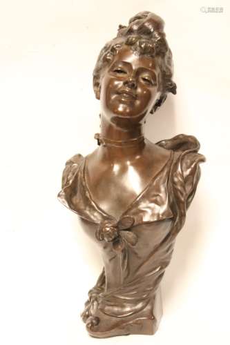 Bronze Lady Buster Statue,Signed