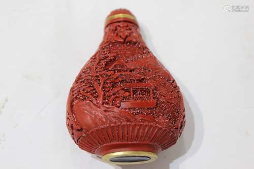 Chinese Red Lacquer Snuff Bottle