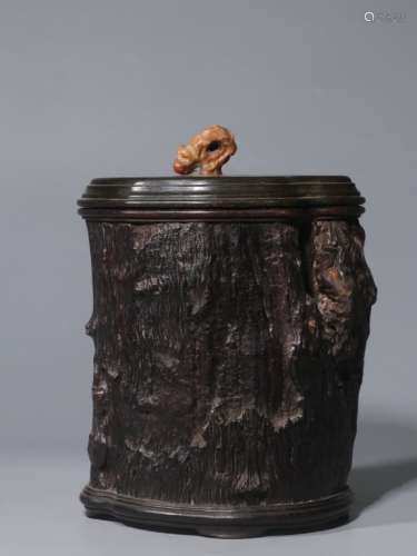 Chinese Natural Burl Wood Tree Tea Caddy