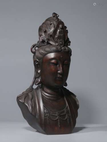Chinese Chengxiang Wood Carved Guanyin Head