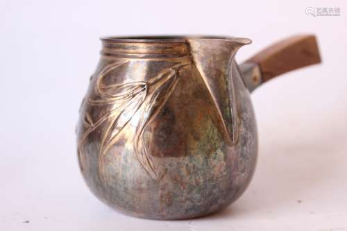 Silver Teapot w Wood Handle