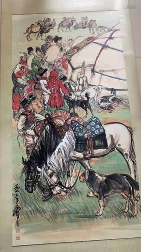 Chinese Ink Color Scroll Painting