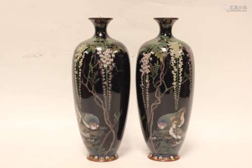 Pair of Japanese Cloisonne Vases