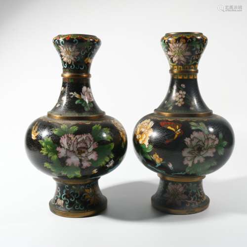 Pair Of Cloisonne Bottles, China