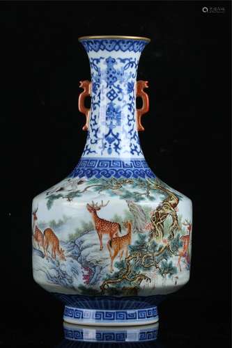 Blue And White Famille Rose Porcelain Bottle, China