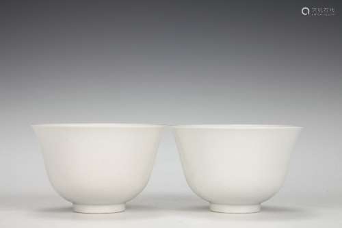Pair Of Qing Dynasty Period Of Yongzheng White Glaze Porcela...