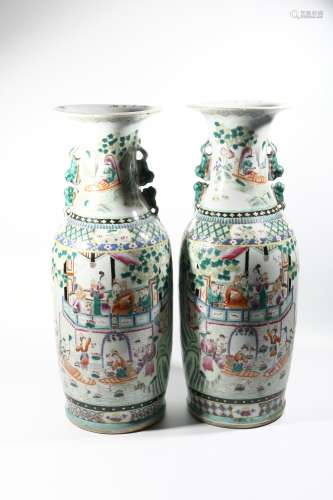 Pair Of Guang Style Color Bottles, China