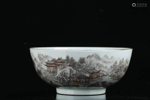 En Grisaille Gold Painted Porcelain Bowl, China