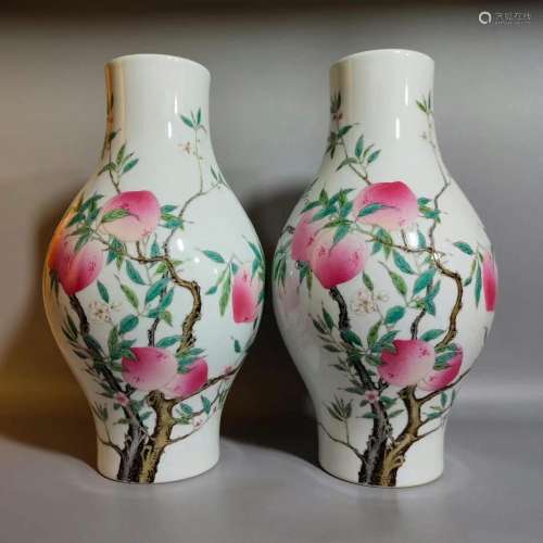 Pair Of Famille Rose Porcelain 