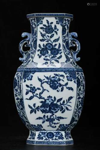 Blue And White Porcelain Hexagonal Bottle, China