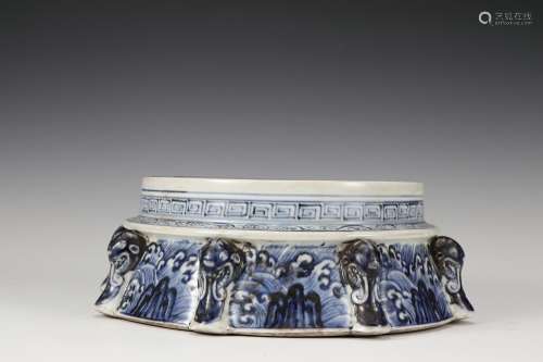 Blue And White Porcelain Base, China