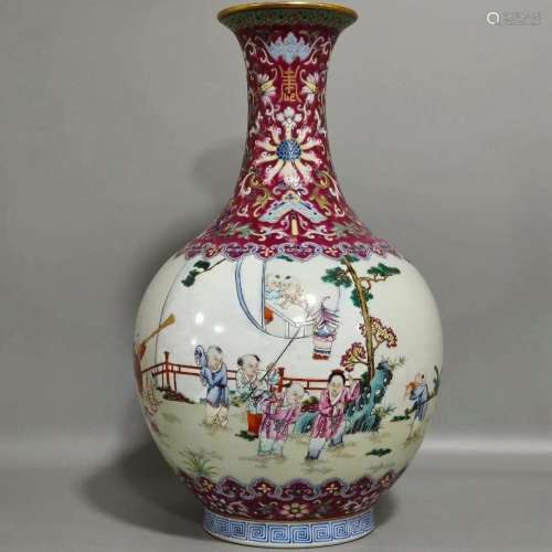 Famille Rose Porcelain Bottle, China
