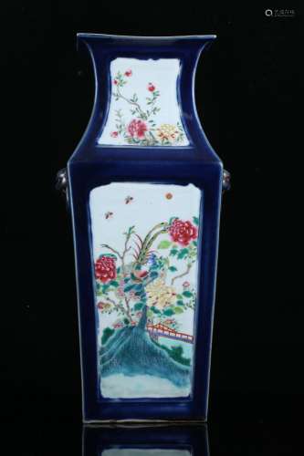 Blue Glaze Famille Rose Porcelain 