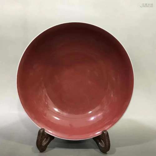 Red Glaze Porcelain Dish, China