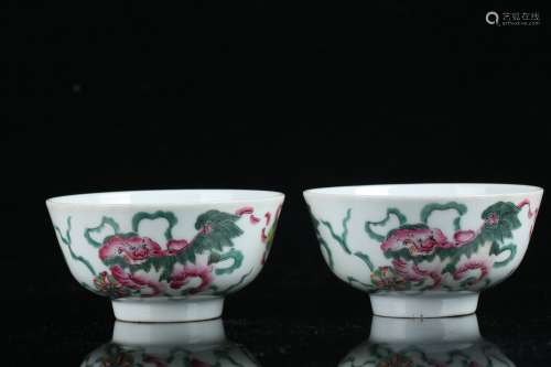 Pair Of Famille Rose Porcelain Bowls, China