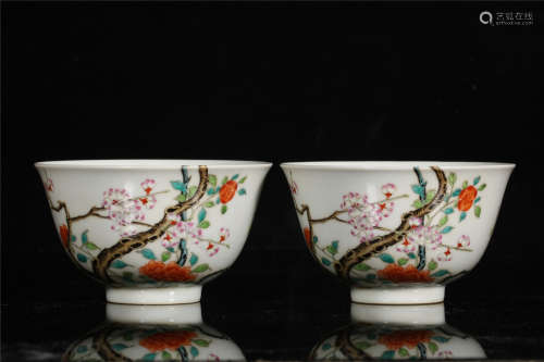 Pair Of Famille Rose Porcelain Bowls, China