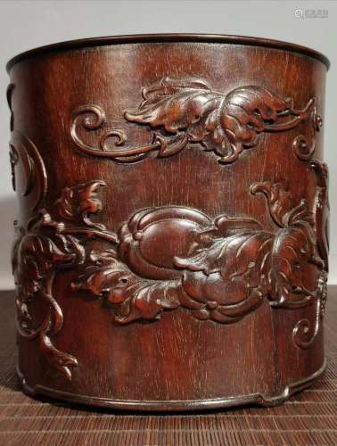 Huanghuali Wooden  Cavring Brush Pot, China