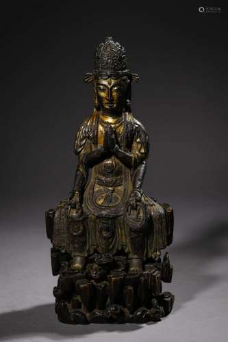 Dali Kingdom 11th-12th Century: A Gilt Bronze Seated Avaloki...