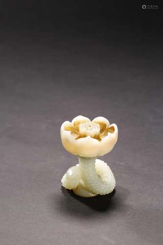 Qing Dynasty: A Carved White jade lotus leaf Shaped incense ...