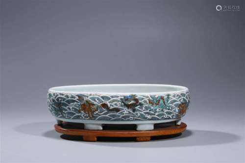 Qing Dynasty: A Wucai Porcelain Narcissus Planter