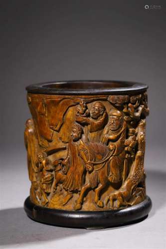 Qianlong Period of the Qing Dynasty: A Carved Boxwood Brushp...