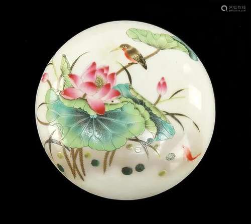 A Chinese Famille Rose Porcelain Seal Paste Box.