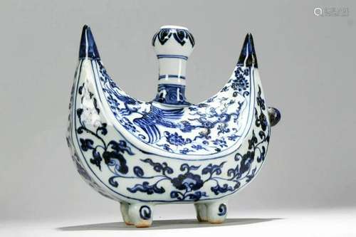 An Estate Chinese Phoenix-fortune Blue and White