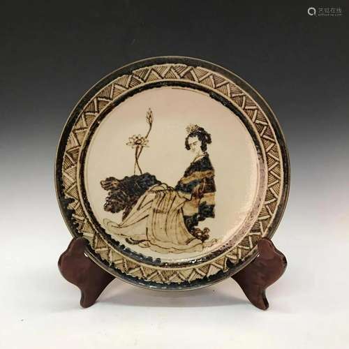 Chinese Cizhou Kiln Beauty Plate