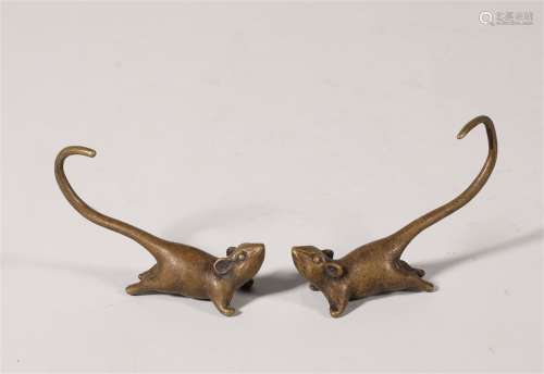 Pair Bronze Mouses Qing Style