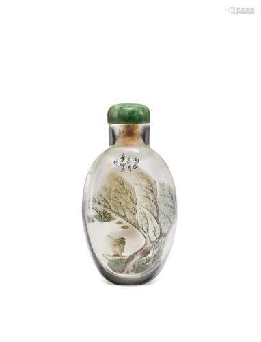 AN INSIDE-PAINTED ROCK CRYSTAL SNUFF BOTTLE